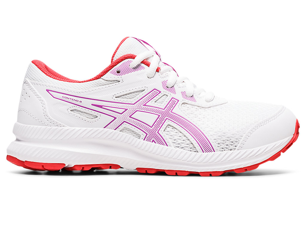 Kids' Asics Contend 8 Grade School Running Shoes White / Purple | 0346-DVKSZ