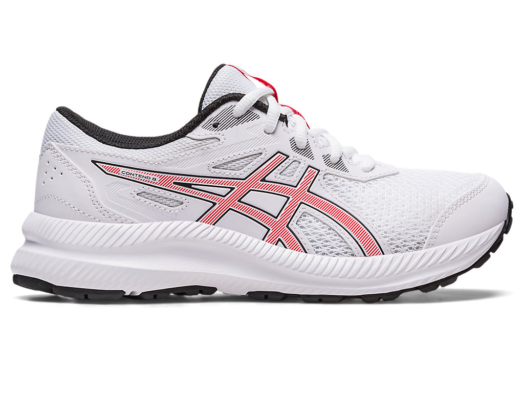 Kids' Asics Contend 8 Grade School Running Shoes White / Red | 2781-JVIAN