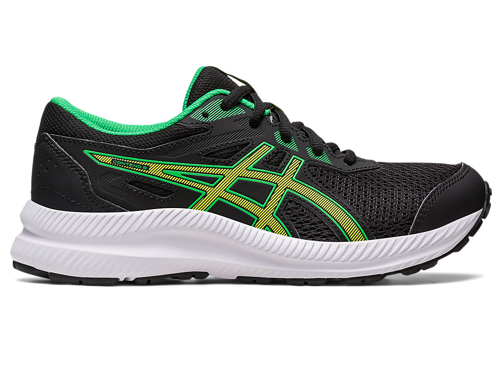 Kids' Asics Contend 8 Grade School Running Shoes Black / Light Green | 3624-HIQYM