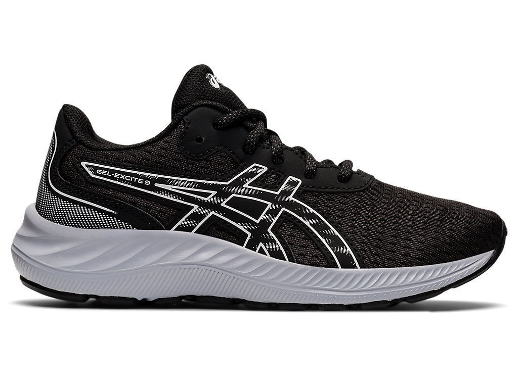 Kids' Asics Gel-Excite 9 Grade School Running Shoes Black / White | 6978-TXUQY