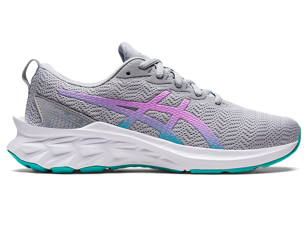 Kids' Asics Novablast 2 Grade School Running Shoes Grey / Lavender | 5309-NKXLV