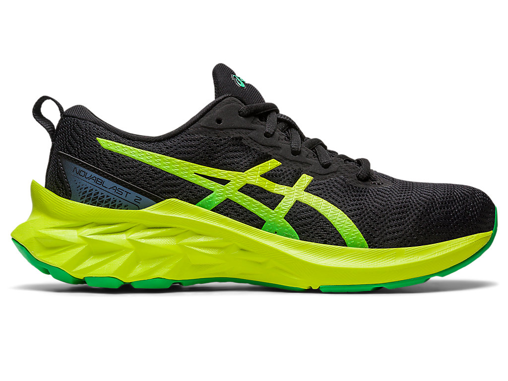 Kids' Asics Novablast 2 Grade School Running Shoes Black / Light Green | 7018-JXVTB