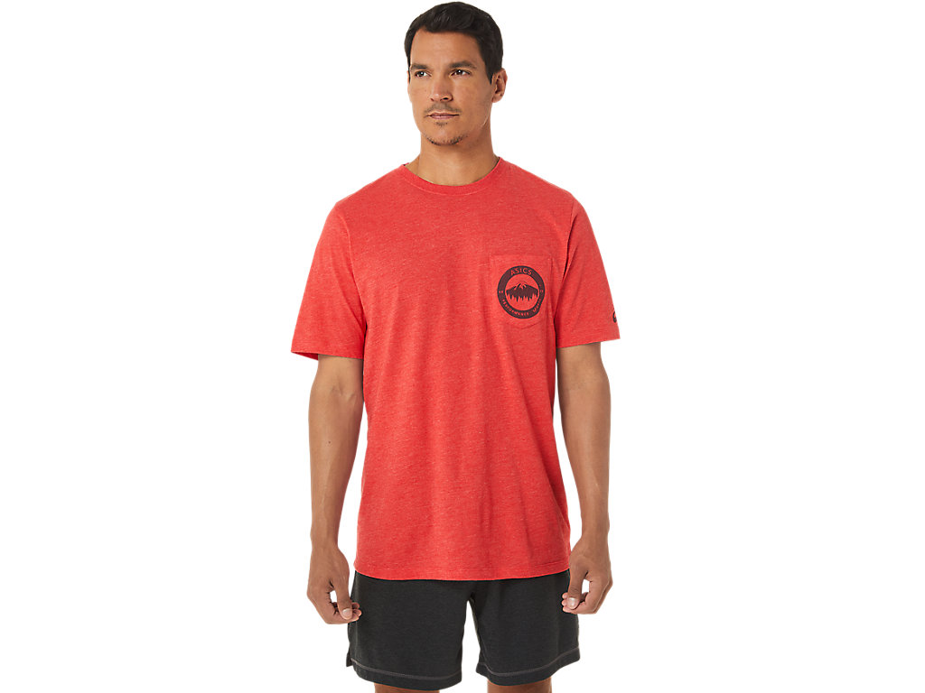 Men's Asics 1977 Mtn Pocket Tee T Shirts Red | 6237-APUGV