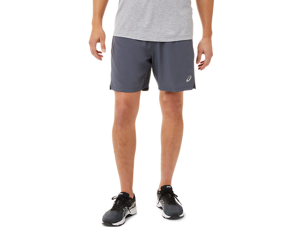 Men's Asics 7in 2 In 1 Shorts Grey / Black | 3048-YHIST