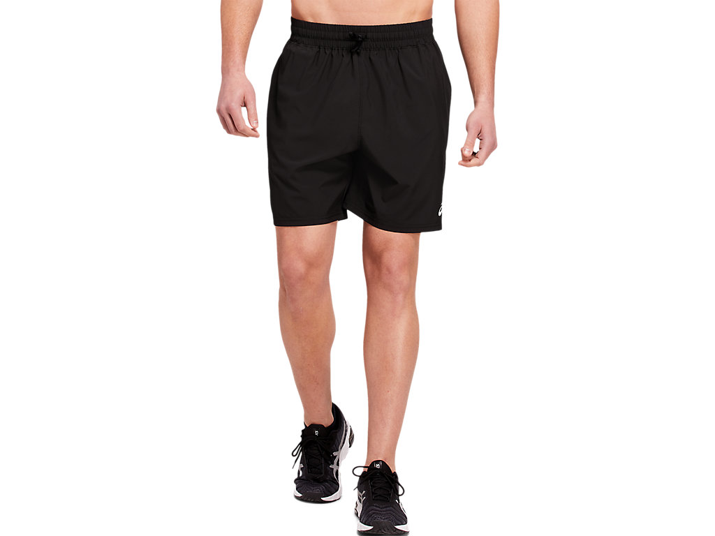 Men's Asics 7in Woven Train Shorts Black | 7953-KMIHU