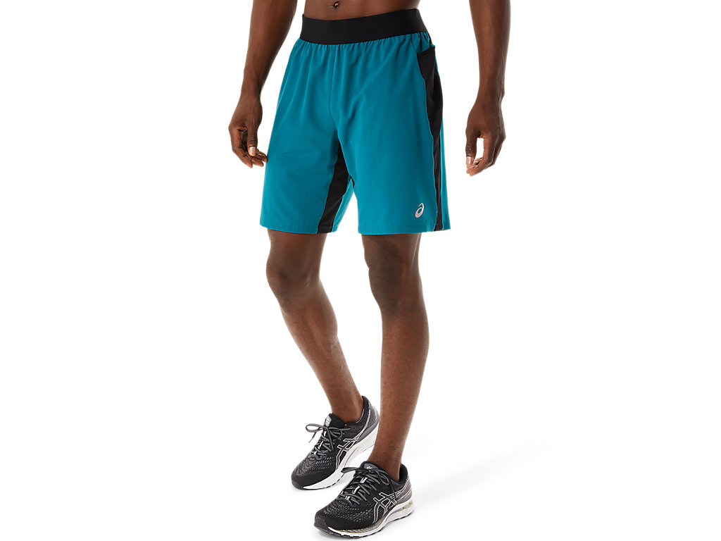 Men's Asics 9in Mixer Shorts Deep Green / Black | 2087-EZJLH