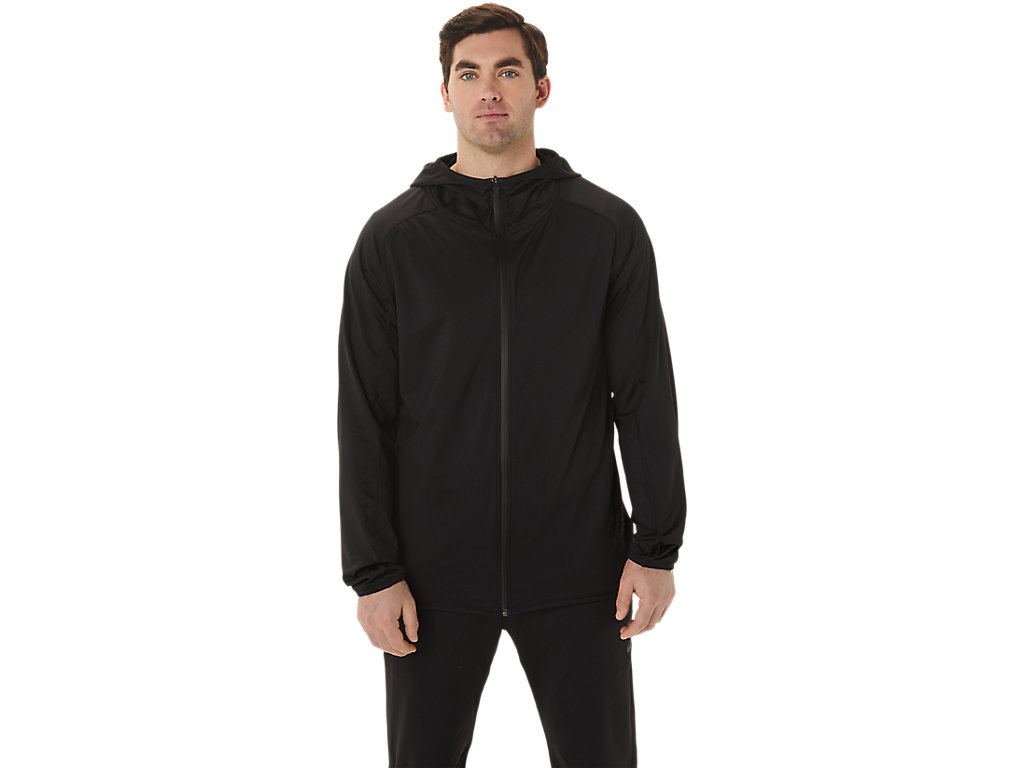 Men's Asics Actibreeze Jacquard Brushed Knit Jackets Black | 6918-LCTOQ