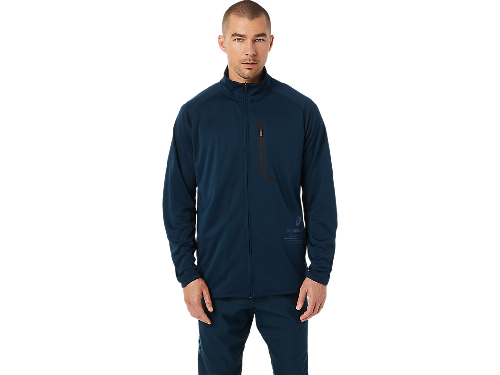 Men's Asics Actibreeze Jacquard Jackets Blue | 5326-QOMZC