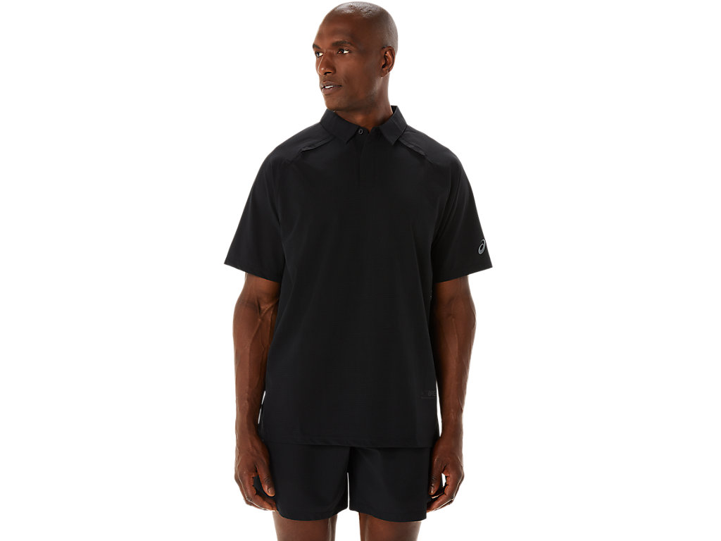 Men's Asics Actibreeze Jacquard T Shirts Black | 1057-MAWIJ