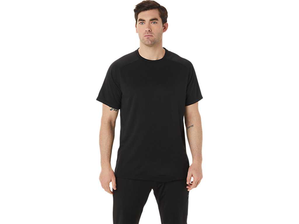 Men's Asics Active Sleeve T Shirts Black | 6953-OHMJR