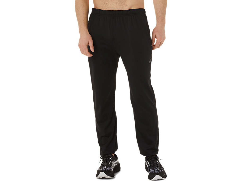 Men's Asics Brushed Knits Pants Black | 9530-RPJYC