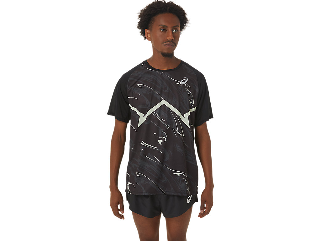 Men's Asics Cj-Line Light Sleeve T Shirts Black / Green | 6315-AQJZD