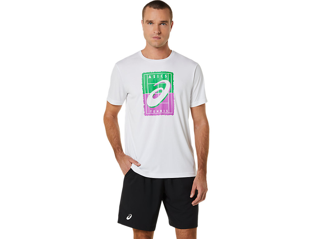 Men's Asics Court Gs Graphic Tee T Shirts White | 1760-ZXOJR