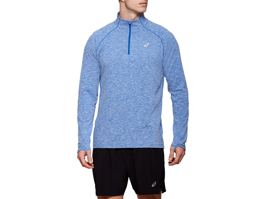 Men's Asics Dorai Quarter Zip Hoodie Blue | 9641-JWNGL