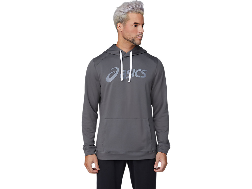 Men's Asics French Terry Hoodie Deep Grey | 7183-BXUOG