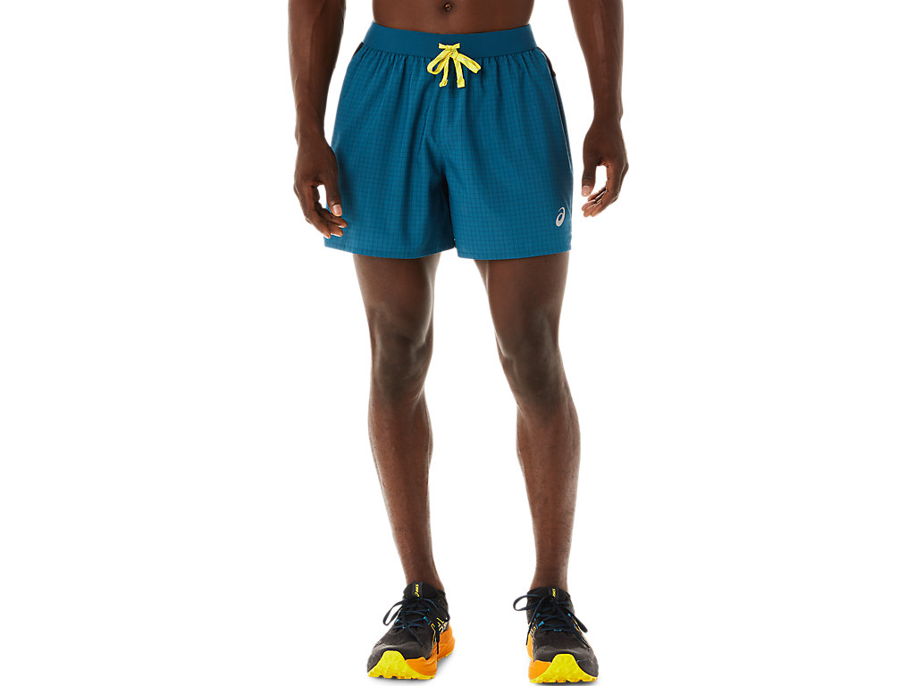 Men's Asics Fujitrail Logo Shorts Turquoise / Yellow | 5930-VGNEI