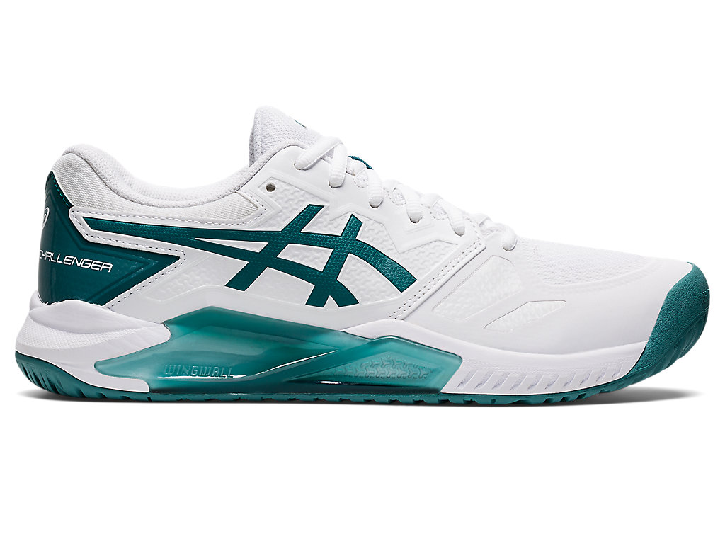 Men's Asics Gel-Challenger 13 Tennis Shoes White / Deep Green | 7903-JUCAK