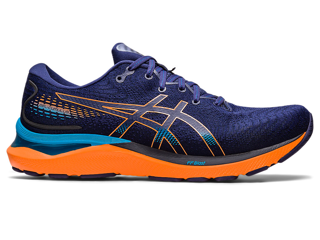 Men's Asics Gel-Cumulus 24 Running Shoes Indigo Blue / Orange | 8370-TPDWL