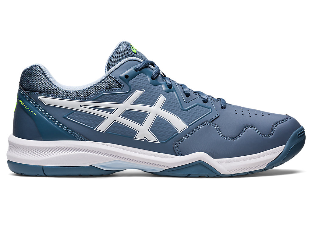 Men's Asics Gel-Dedicate 7 Tennis Shoes Grey Blue / White | 8192-USWXZ