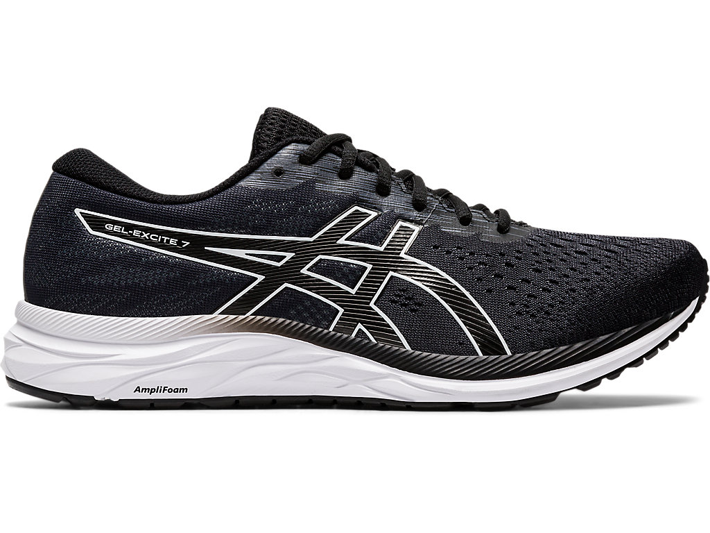 Men's Asics Gel-Excite 7 (4E) Walking Shoes Black / White | 5364-RNIXG