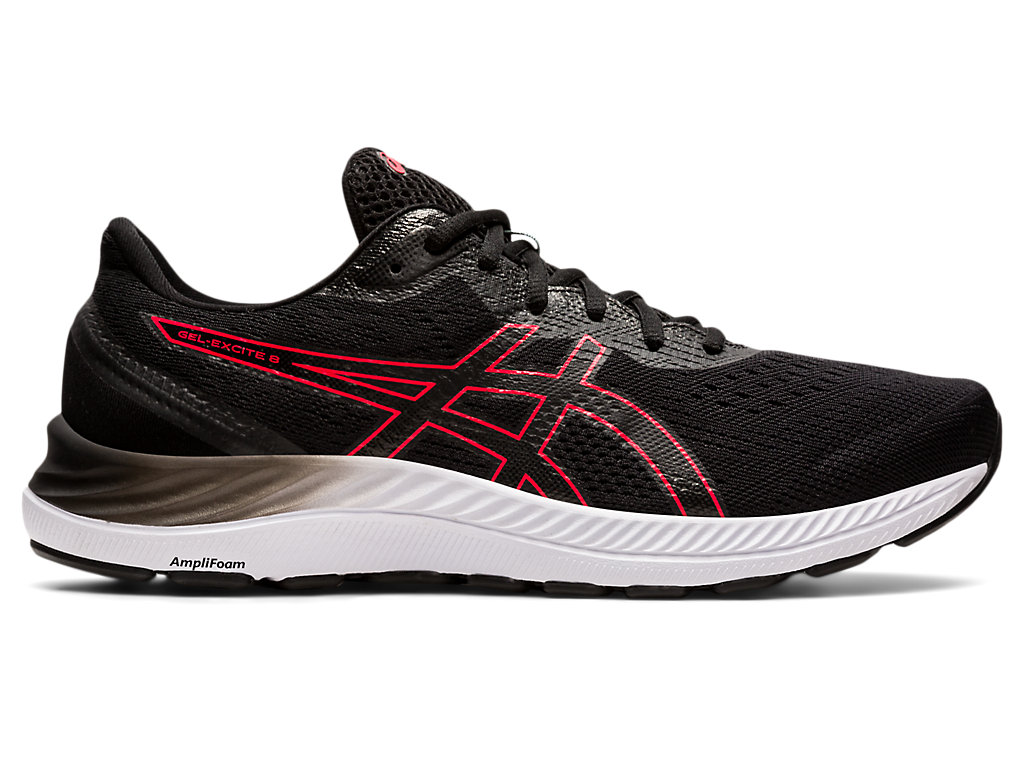 Men's Asics Gel-Excite 8 Walking Shoes Black / Red | 0173-QVRUZ