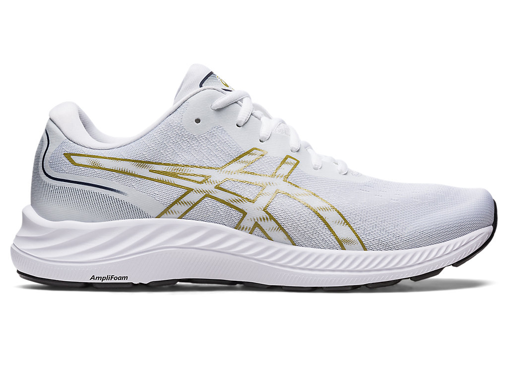 Men's Asics Gel-Excite 9 Running Shoes White / Olive | 8092-UGKAQ