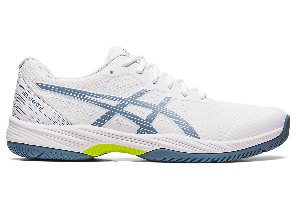 Men's Asics Gel-Game 9 Tennis Shoes White / Grey Blue | 7965-BAREC