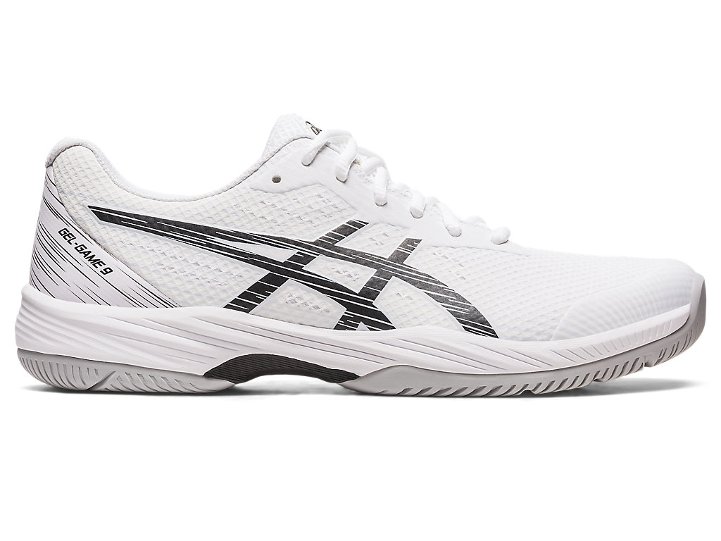 Men's Asics Gel-Game 9 Tennis Shoes White / Black | 9250-NXQUC