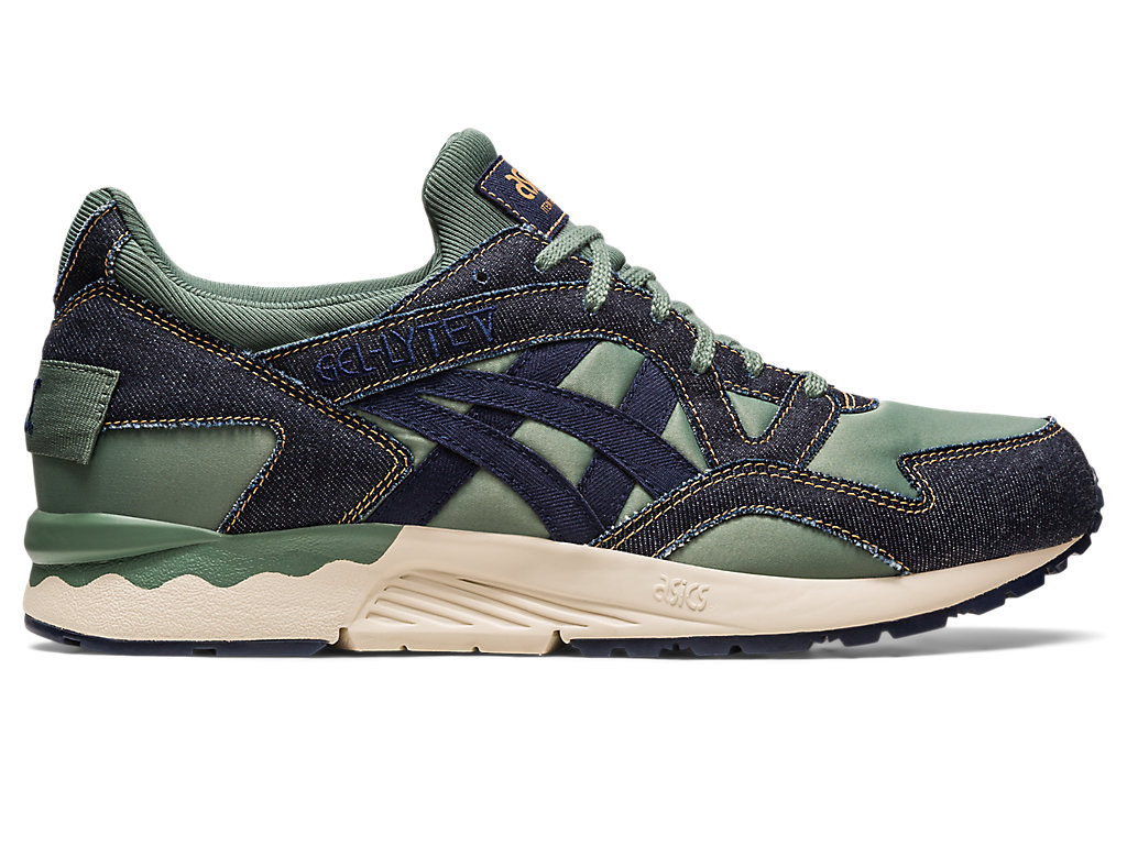 Men's Asics Gel-Lyte V Modern Patchwork Sneakers Dark Green | 0871-CZYLR