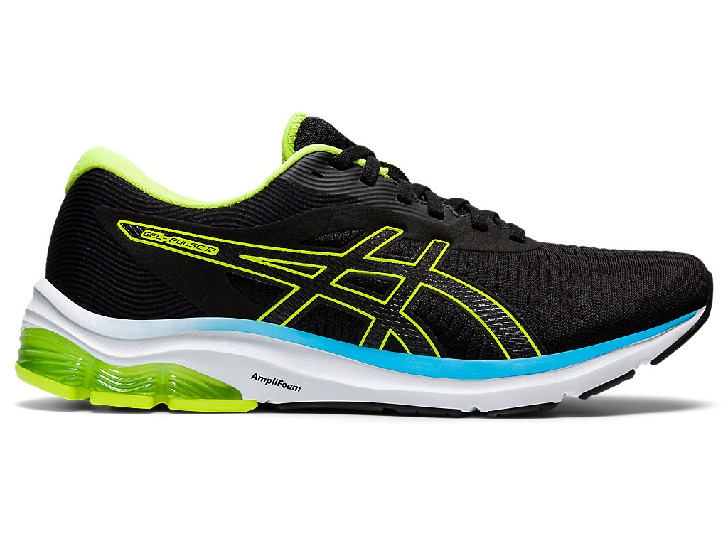 Men's Asics Gel-Pulse 12 Walking Shoes Black / Green | 5230-ZUFVB