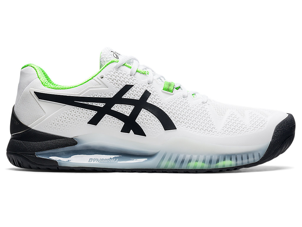 Men's Asics Gel-Resolution 8 (2E) Tennis Shoes White / Green | 7041-JENDQ