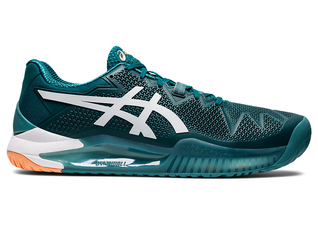 Men's Asics Gel-Resolution 8 Tennis Shoes Deep Green / White | 8219-TIZWN