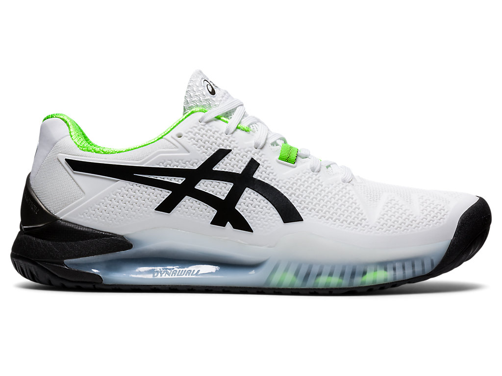 Men's Asics Gel-Resolution 8 Tennis Shoes White / Green | 9207-PHRSG