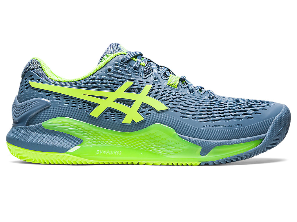 Men's Asics Gel-Resolution 9 Clay Tennis Shoes Grey Blue / Green | 5273-OSRHZ