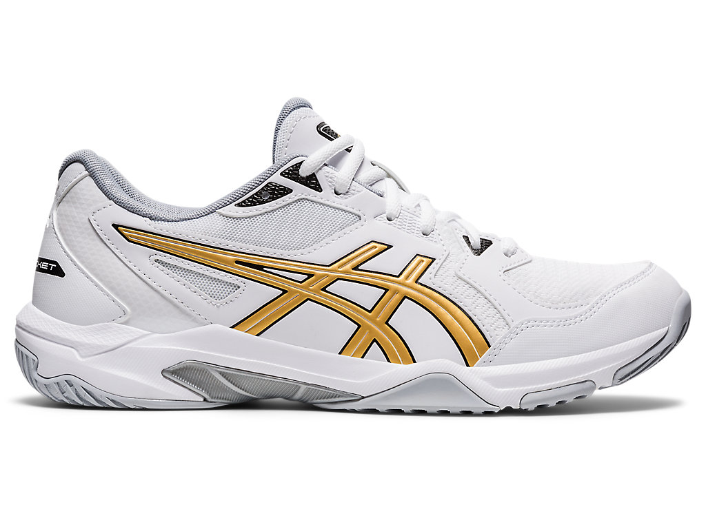 Men's Asics Gel-Rocket 10 Indoor Shoes White / Gold | 1635-HELXC