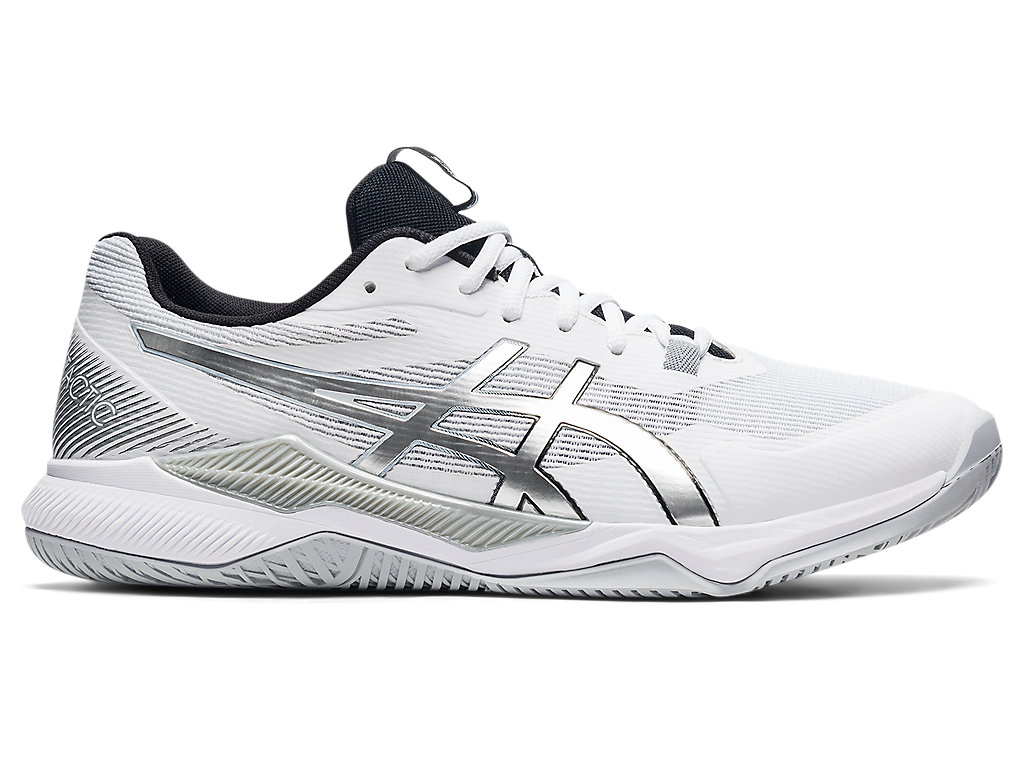 Men's Asics Gel-Tactic Volleyball Shoes White / Silver | 9381-RIVUZ