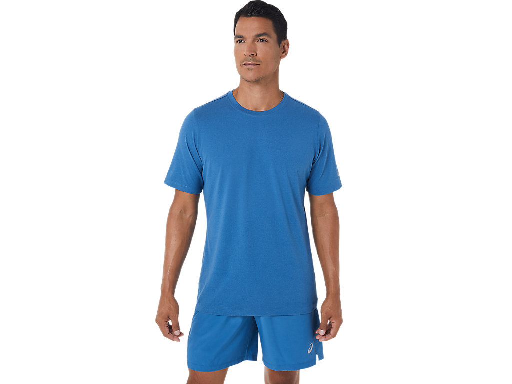 Men's Asics Hthr Tech T Shirts AZURE | 8514-MZOGP