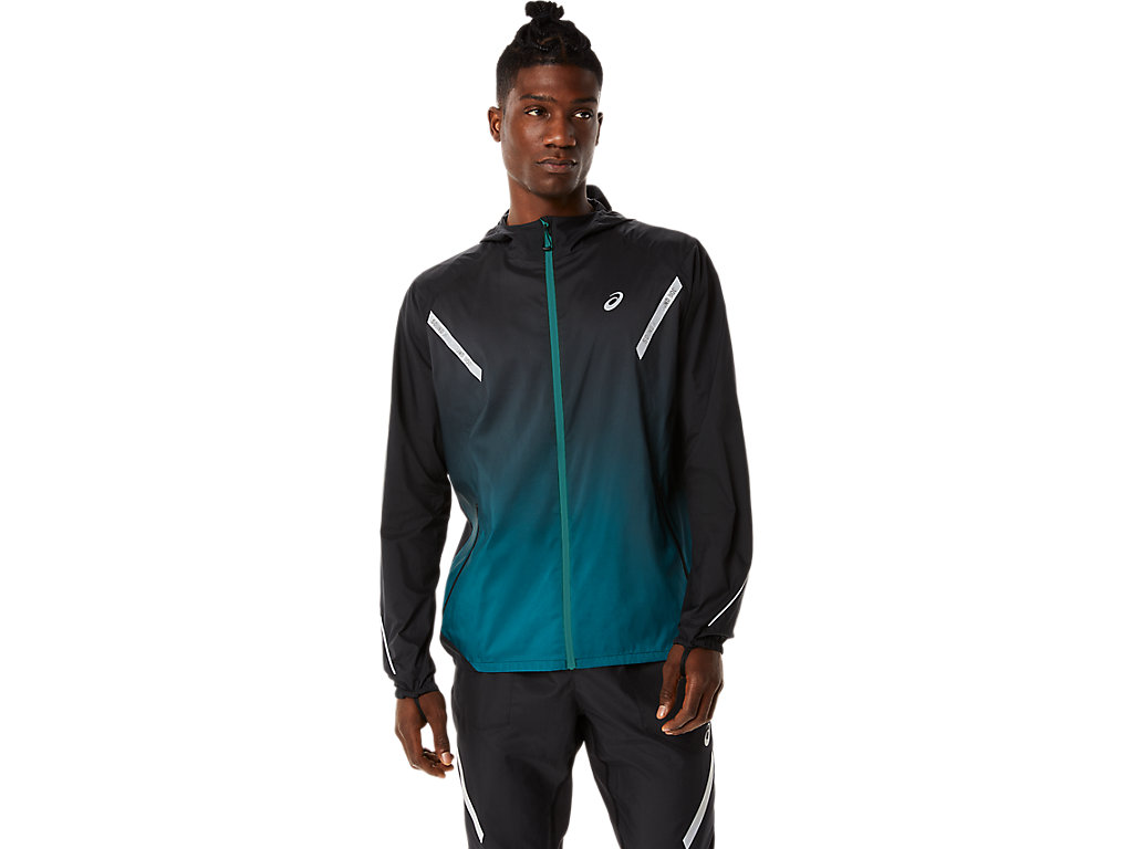 Men's Asics Lite-Show Jackets Black / Deep Green | 7813-SDFIU