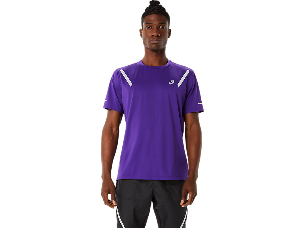 Men's Asics Lite-Show Sleeve T Shirts Purple | 8346-BDFLZ