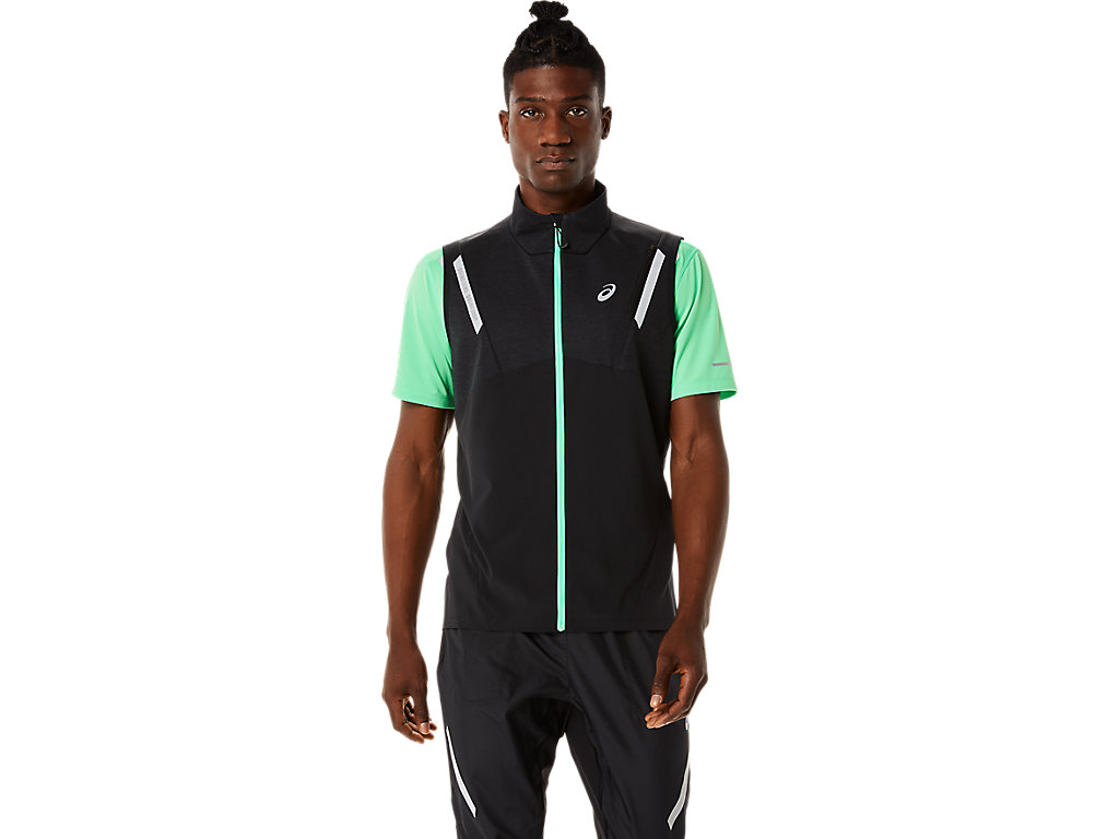 Men's Asics Lite-Show Vest Jackets Black / Black | 0386-XRBZF