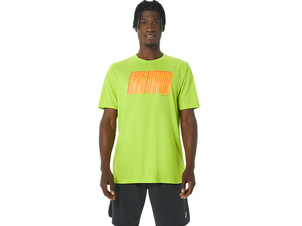 Men's Asics Long Abstract Logo Tee T Shirts Light Green | 6270-SVDMT