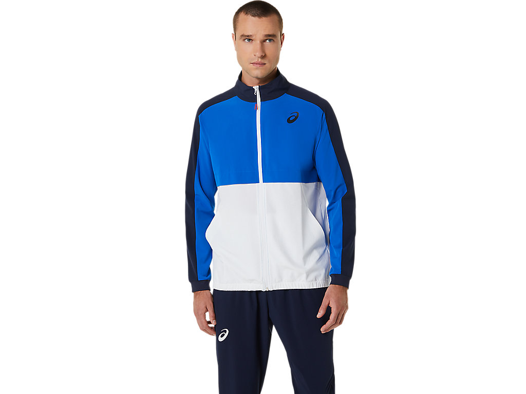 Men's Asics Match Jackets Blue | 5234-IDPWF