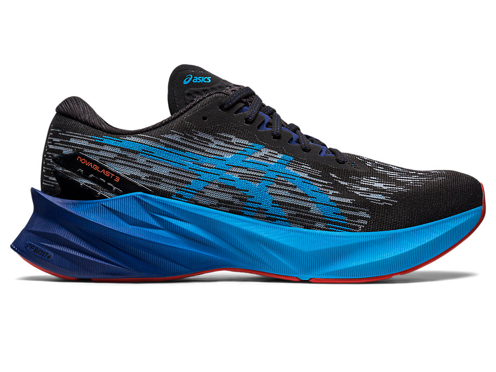 Men's Asics Novablast 3 Running Shoes Black / Blue | 3207-WZLTY