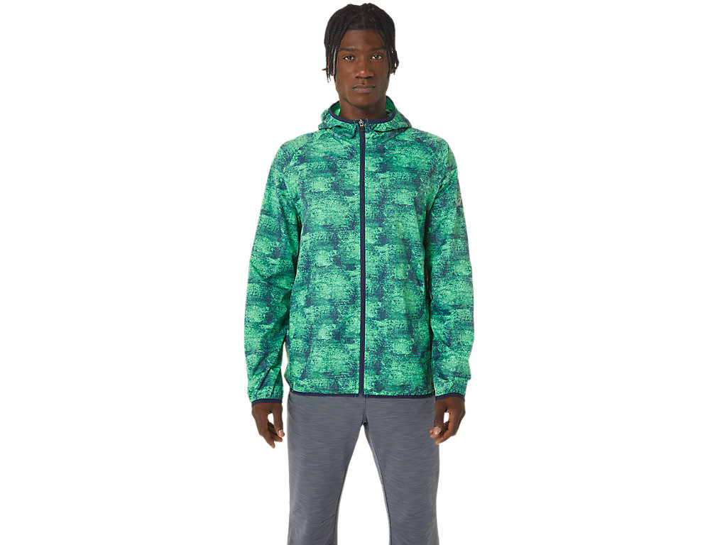 Men's Asics Packable Jackets Green / Navy | 2751-ZEAQP