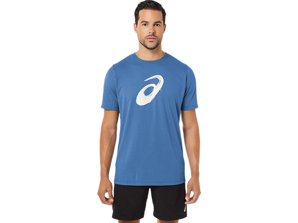 Men's Asics Paintbrush Sleeve Tee T Shirts AZURE | 2614-UMATO