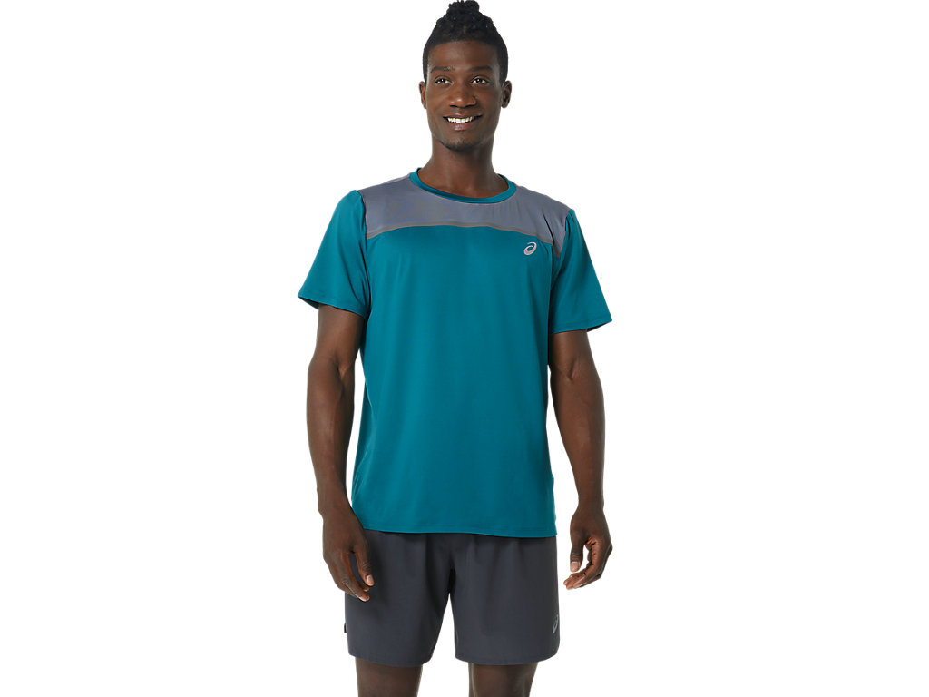 Men's Asics Pr Lyte Sleeve T Shirts Deep Green | 2714-ZKVEM