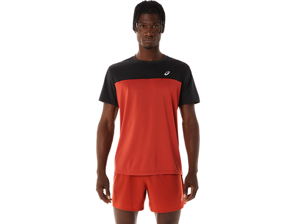 Men's Asics Race Sleeve T Shirts Black / Brown | 8052-VAYEO