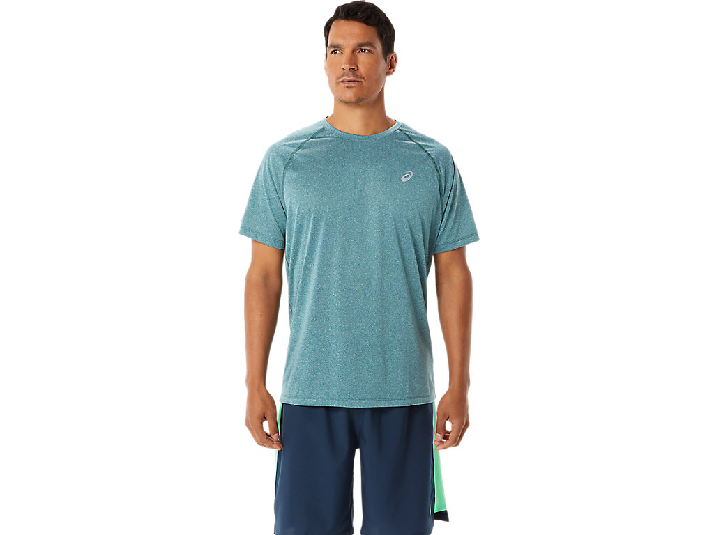 Men's Asics Ready-Set Lyte Sleeve T Shirts Deep Green | 7549-XIQBD