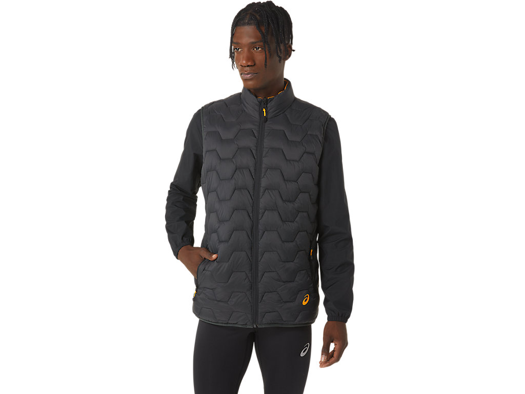 Men's Asics Reverse Ins Vest Jackets Deep Grey | 6297-SDHMO