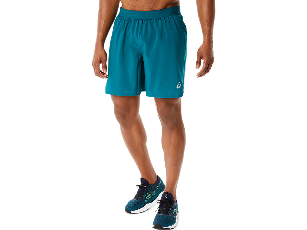 Men's Asics Road 7in Shorts Deep Green | 8391-JQZOB